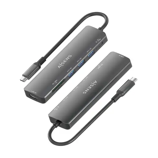 AISENS USB-C Dock 7 en 1, USB-C A, 1x HDMI, 3x USB-A, 1x USB-C PD 100W, 1x SD, 1x