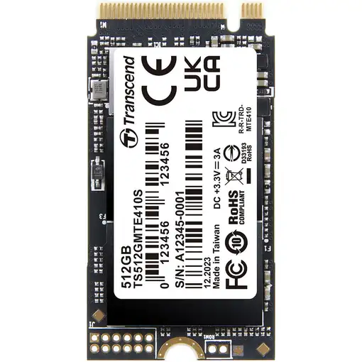 Transcend PCIe SSD 410S 512 GB M.2 PCI Express 4.0 NVMe 3D NAND Transcend PCIe SSD 410S 512 GB M.2 PCI Express 4.0 NVMe 3D NAND
