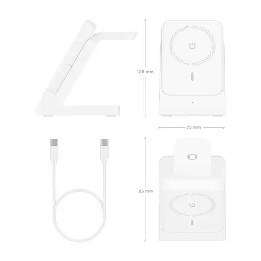 AISENS Cargador Inalambrico USB-C 4 en 1 De 15W Para Movil, Apple Watch, Auricular