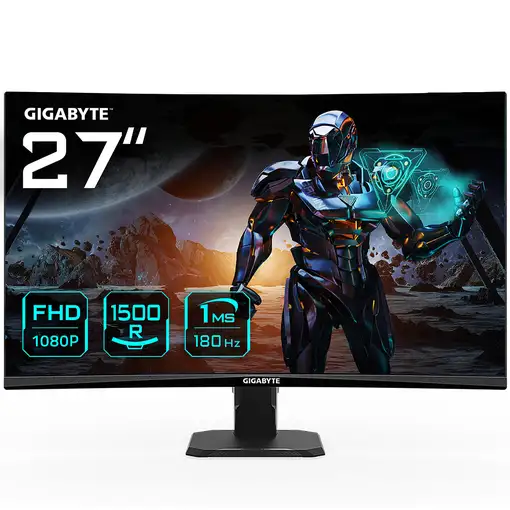 GIGABYTE GS27FC 27" Monitor de Juego Curvo FHD - 1920 x 1080, 1500R, 180Hz, 1 ms,
