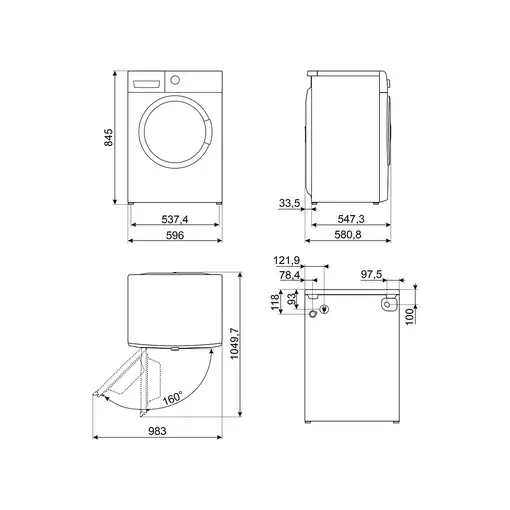 Lavadora carga frontal 9 kg 1600 RPM Blanco WNP96SLAAIN SMEG