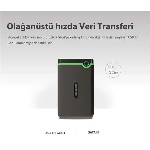 Transcend StoreJet 25M3G disco duro externo 2 TB 2.5'' Micro-USB B 3.2 Gen 1 (3.1 G