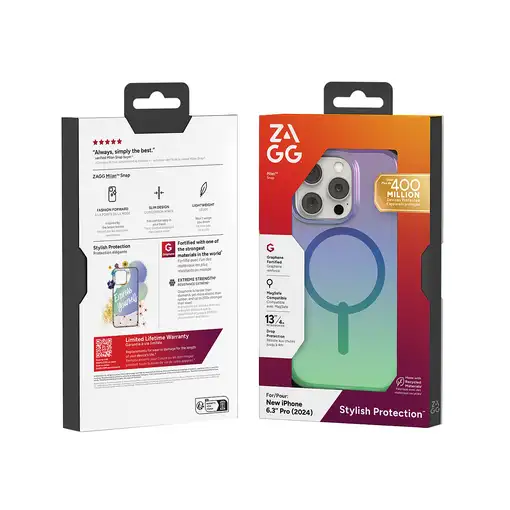 ZAGG Milan Snap funda para teléfono móvil 16 cm (6.3") Verde, Púrpura