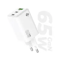 SUBBLIM Cargador GaN 65W USB-C + USB-C + USB-A