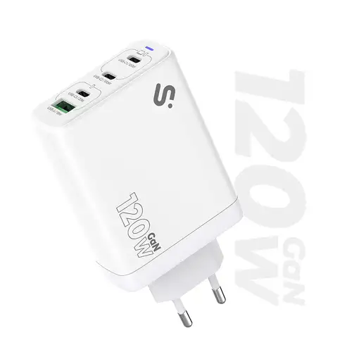 SUBBLIM Cargador GaN 120W USB-C, 4 Puertos (3x USB-C + 1x USB-A)