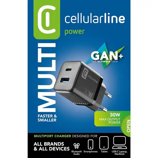 Cellularline MULTIPOWER MICRO 30W Cargador de pared rápido ultracompacto