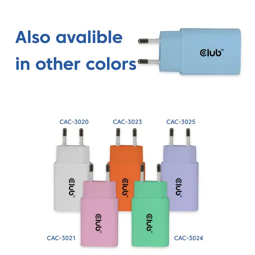 CLUB3D CAC-3022 cargador de dispositivo móvil Smartphone, Universal Azul Corriente