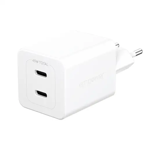 PanzerGlass empower™ by ® Turbo 45W Charger incl. 2 x USB-C | EU Plug | Silver Whi