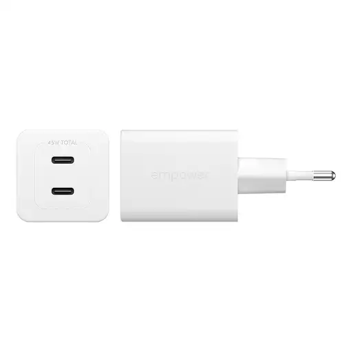 PanzerGlass empower™ by ® Turbo 45W Charger incl. 2 x USB-C | EU Plug | Silver Whi
