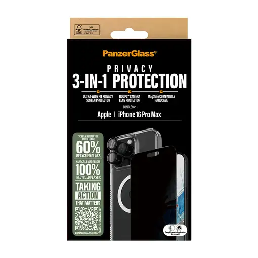 PanzerGlass® Juego de protección de privacidad 3 en 1 para iPhone 16 Pro Max