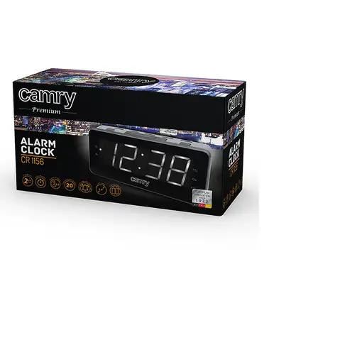 Camry Premium CR 1156 despertador Reloj despertador digital Negro, Gris
