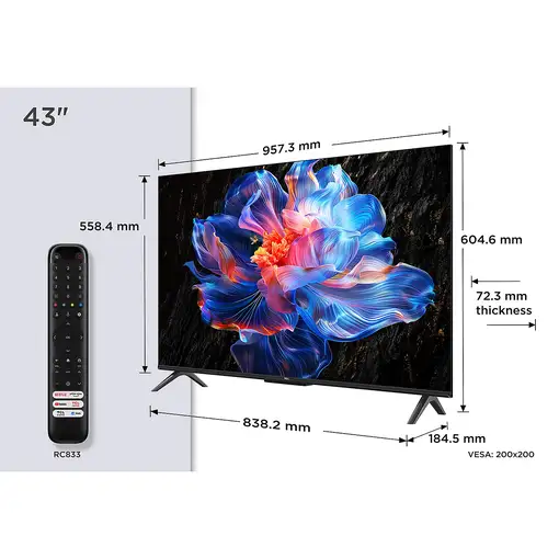 Televisor DLED 43" 4K Ultra HD Metálico Smart 43V6C TCL