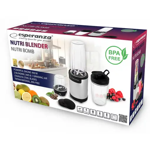 Esperanza EKM030 licuadora Batidora de vaso 900 W Negro, Acero inox