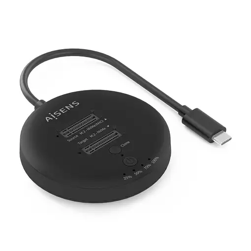 AISENS Estacion De Docking De Doble Bahia NVME a USB 3.2 Gen2x2, Clone, Negro AISENS Estacion De Docking De Doble Bahia NVME a USB 3.2 Gen2x2, Clone, Negro