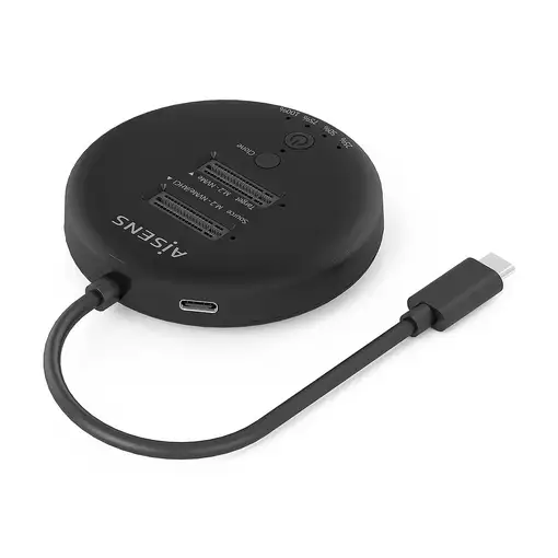 AISENS Estacion De Docking De Doble Bahia NVME a USB 3.2 Gen2x2, Clone, Negro