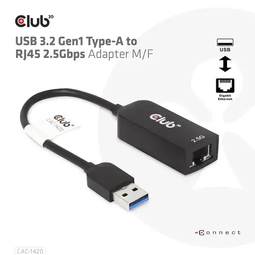 CLUB3D CAC-1420 adaptador y tarjeta de red Ethernet 2500 Mbit/s