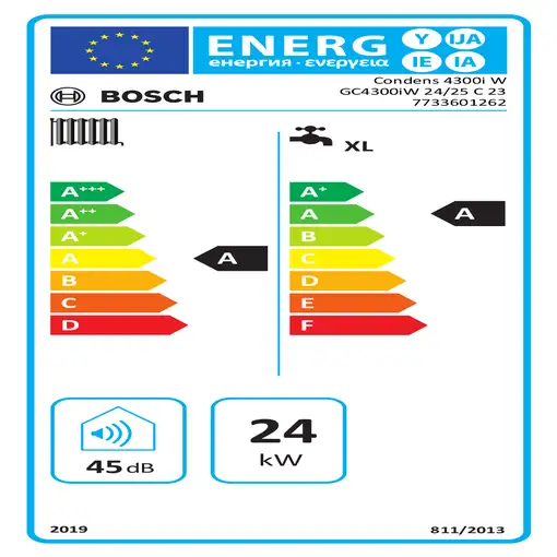 Bosch GC4300iW 24/25 C 23 Horizontal/Vertical Sin depósito (instantánea)