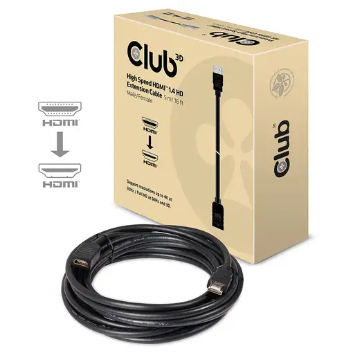 CLUB3D High Speed HDMI™ 1.4 Cable de extensión de alta definición 5 metros Macho/H