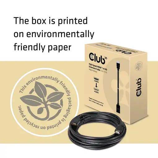 CLUB3D High Speed HDMI™ 1.4 Cable de extensión de alta definición 5 metros Macho/H