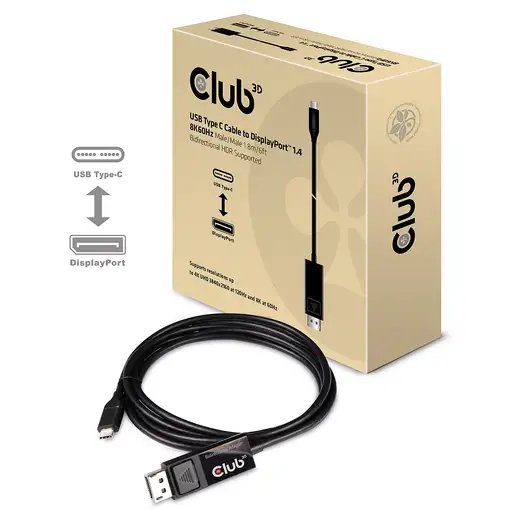 CLUB3D CAC-1557 adaptador de cable de vídeo 1,8 m USB Tipo C DisplayPort Negro