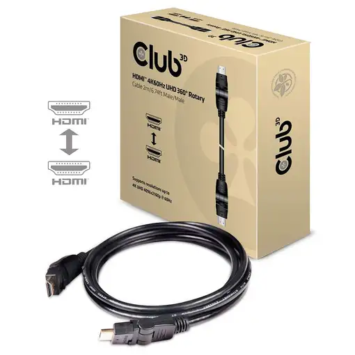 CLUB3D HDMI 2.0 4K60Hz UHD Cable giratorio de 360 grados 2metros