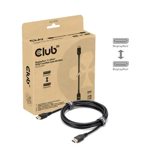 CLUB3D CAC-1093 cable DisplayPort 3 m Negro