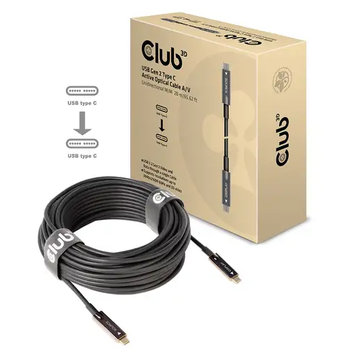 CLUB3D USB3.2 G2 TYPE-C ACT. OPT. A/V M/M 20M cable USB USB 3.2 Gen 2 (3.1 Gen 2)