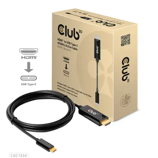 CLUB3D CAC-1334 adaptador de cable de vídeo 1,8 m HDMI tipo A (Estándar) USB Tipo