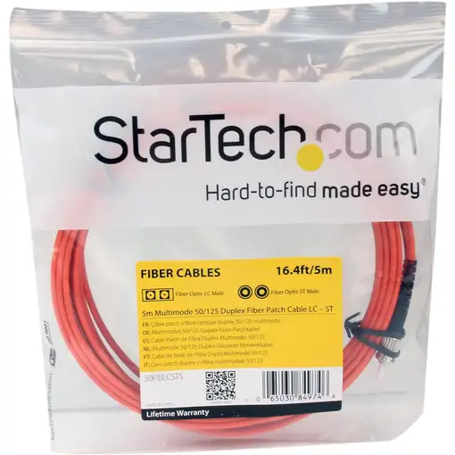 StarTech.com Cable Adaptador de Red de 5m Multimodo Dúplex Fibra Óptica LC-ST 50/1