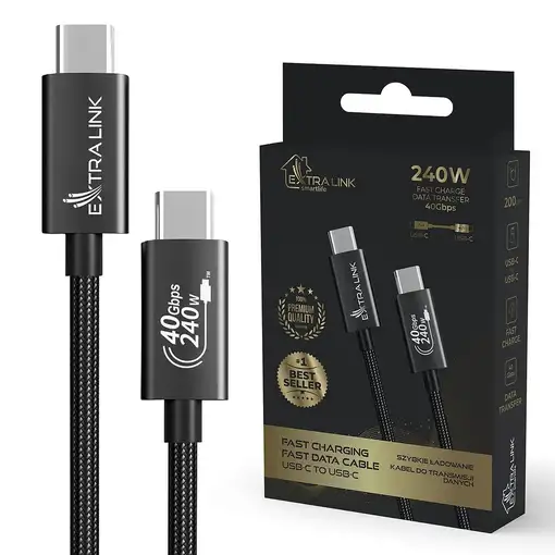 Extralink CABESL05 cable USB USB 2.0 2 m USB C Negro
