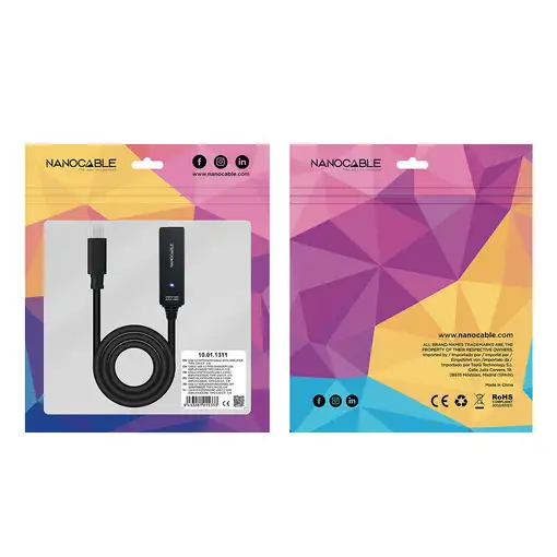 Nanocable 10.01.1311 cable USB USB 3.2 Gen 1 (3.1 Gen 1) 5 m USB C Negro