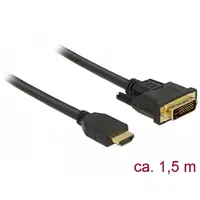 DeLOCK 85653 adaptador de cable de vídeo 1,5 m HDMI tipo A (Estándar) DVI Negro