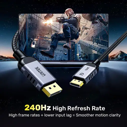 UNITEK C1626GY01-3M cable DisplayPort Negro, Gris