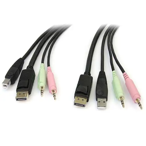 StarTech.com Cable Conmutador KVM USB DisplayPort 4 en 1 c/ Audio y Micrófono - 6