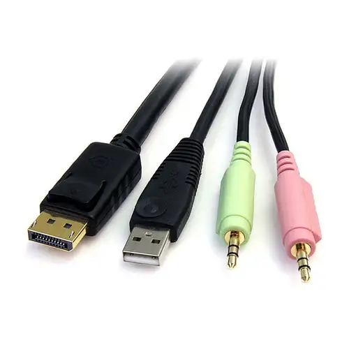 StarTech.com Cable Conmutador KVM USB DisplayPort 4 en 1 c/ Audio y Micrófono - 6