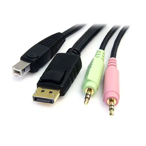 StarTech.com Cable Conmutador KVM USB DisplayPort 4 en 1 c/ Audio y Micrófono - 6