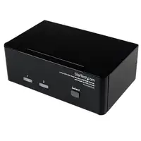 StarTech.com Conmutador Switch KVM de 2 Puertos Doble Monitor DVI VGA