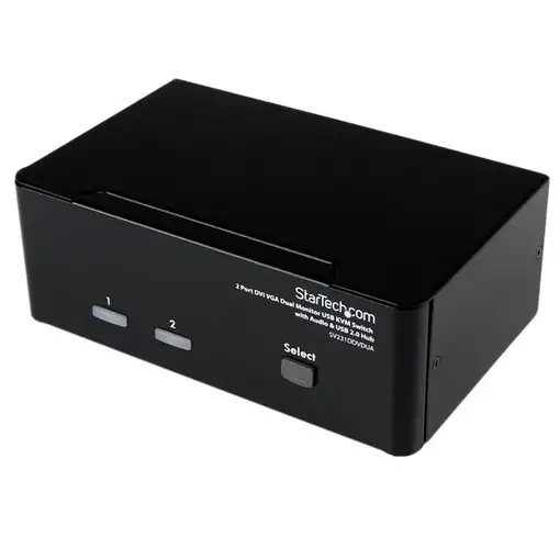 StarTech.com Conmutador Switch KVM de 2 Puertos Doble Monitor DVI VGA