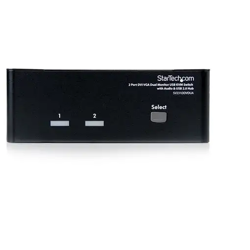 StarTech.com Conmutador Switch KVM de 2 Puertos Doble Monitor DVI VGA