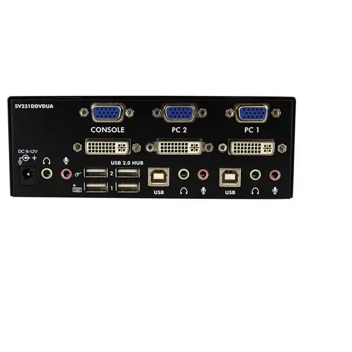 StarTech.com Conmutador Switch KVM de 2 Puertos Doble Monitor DVI VGA