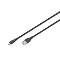 Digitus Cable de conexión Lightning de silicona, USB-A - Lightning 2m, negro