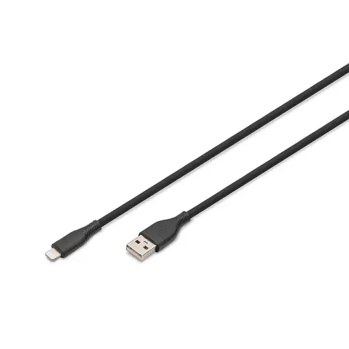 Digitus Cable de conexión Lightning de silicona, USB-A - Lightning 2m, negro