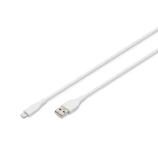 Digitus Cable de conexión Lightning de silicona, USB-A - Lightning 2m, blanco