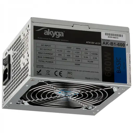 Akyga AK-B1-600 unidad de fuente de alimentación 600 W 20+4 pin ATX ATX Gris