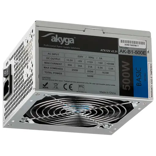 Akyga AK-B1-500E unidad de fuente de alimentación 500 W 20+4 pin ATX ATX Gris