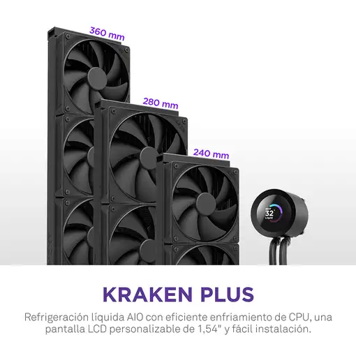 NZXT Kraken Plus 240 Procesador Sistema de refrigeración líquida todo en uno 12 cm