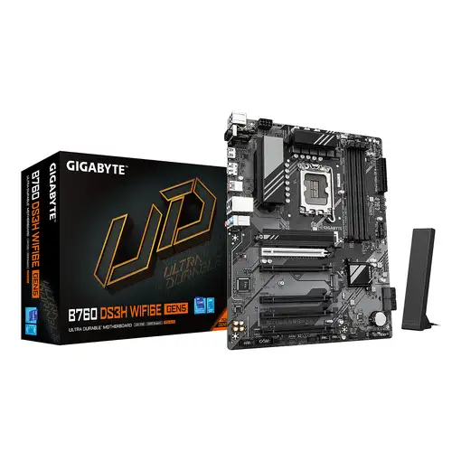 GIGABYTE B760 DS3H WIFI6E GEN5 Placa Base – Compatible con procesadores Intel Core