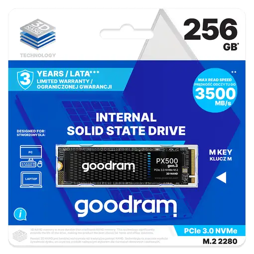 Goodram PX500 GEN.3 SSDPR-PX500-256-80-G3 unidad de estado sólido 256 GB M.2 PCI E