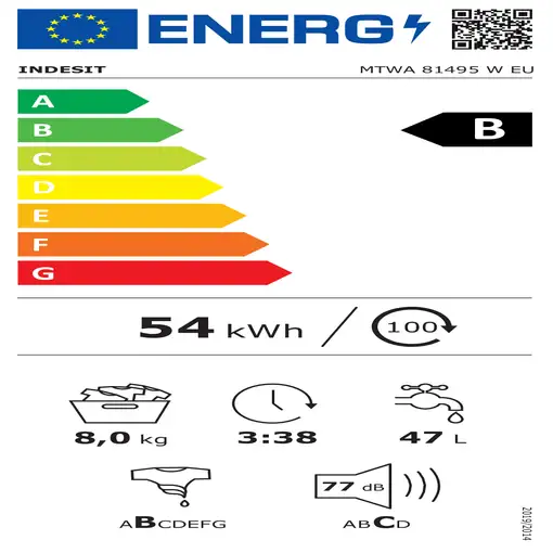 Indesit MTWA 81495 W EU lavadora Carga frontal 8 kg 1351 RPM Blanco