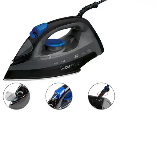 Plancha vapor-seco suela de acero inoxidable 1800 W Negro 263855 CLATRONIC